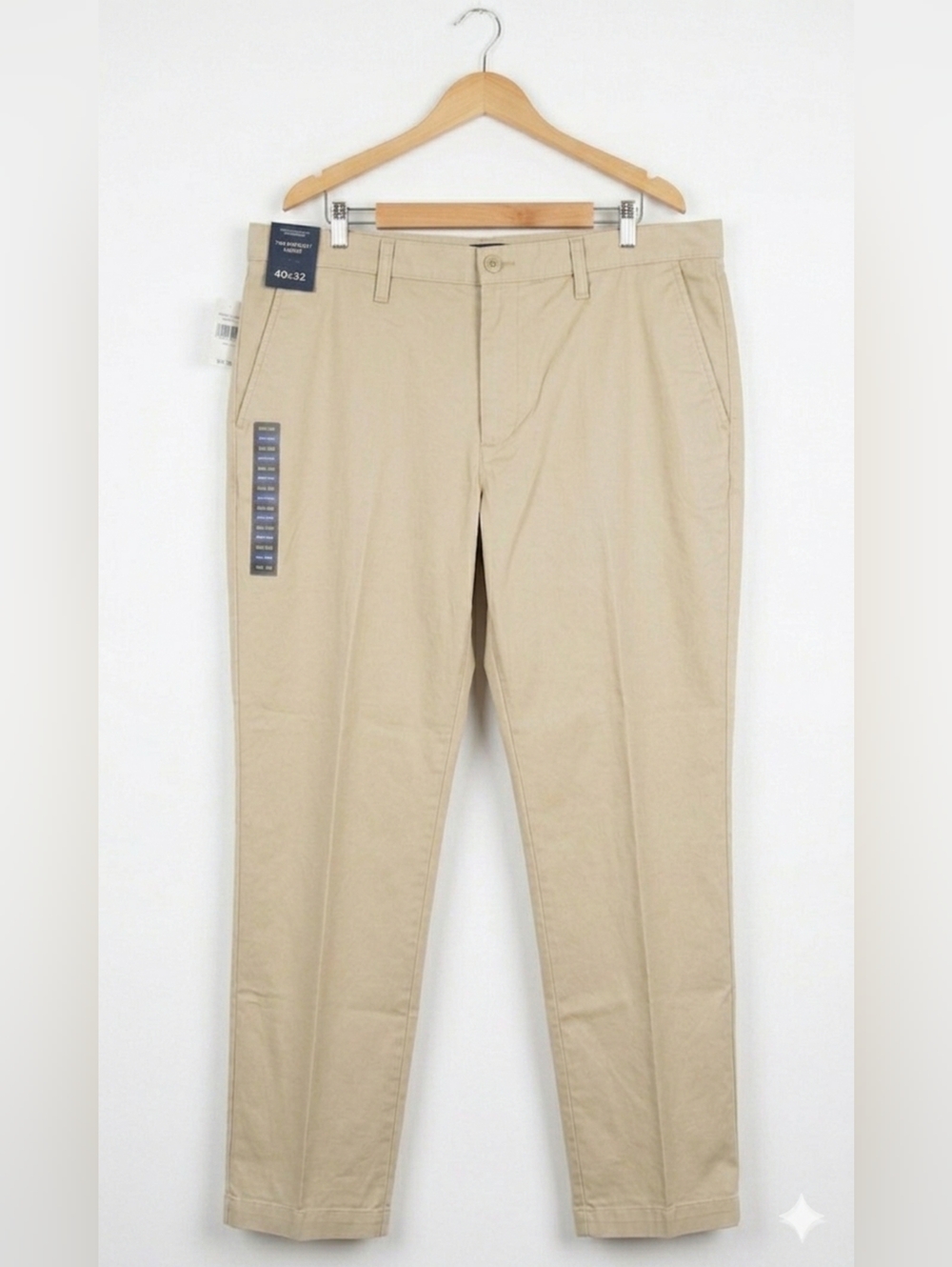 Perfect Chino Men 40X32 Flat Front Classic Work Play Travel Cotton Stretch Pants